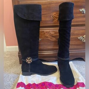 Tory Burch Black Over the Knee Boots. Size 8.5